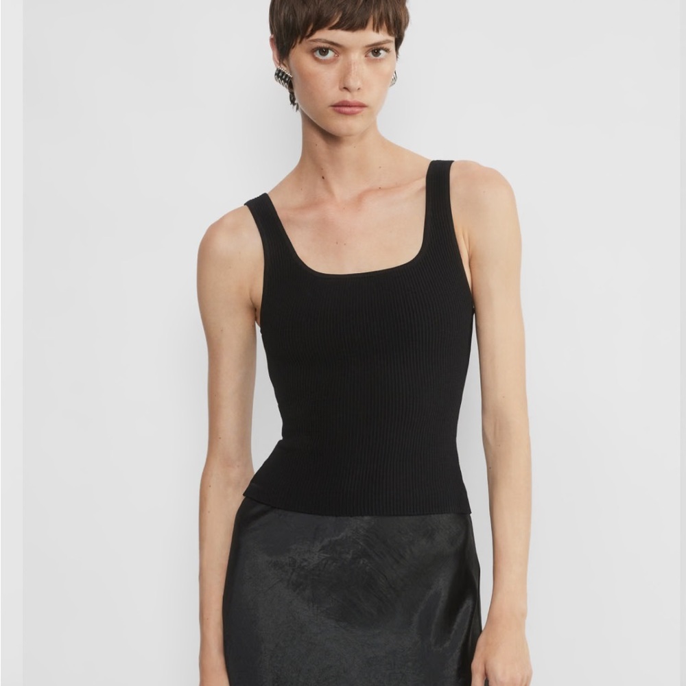 Sculpt Knit Squareneck Tank - Black L